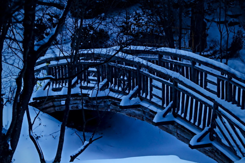 Snow-covered wooden bridge- 01